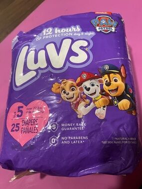 Luvs Paw Patrol Size 5 Purple Disposable Diapers - 25 Count